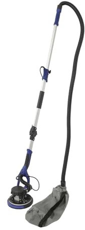 Lijadora eléctrica para paneles de yeso con succión de polvo e iluminación LED, 850 W, para pared y techo, 6 niveles de velocidad, longitud ajustable de 1,54 m a 2 m, incluye manguera (azul)