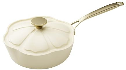MENASTYL - Sauteuse 24cm Dahlia sans PFAS - Revêtement céramique antiadhésif crème - 98% d'aluminium recyclé - Tous feux dont induction et lave-vaisselle - Poignée rivetée en inox - 6020942
