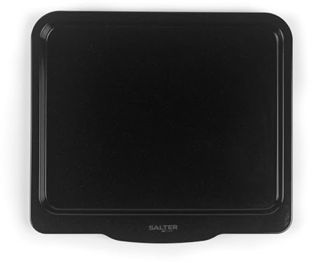 Salter Brilliance Baking Tray – Vitreous Enamel Coated Steel, Non-Stick, Easy Clean, Dishwasher Safe, Made in The UK, 35.5 x 40 x 1.5cm, PFAS-Free, for Cookies & Savouries, Black Speckled