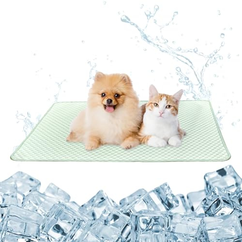 KASESSS Tapis Rafraîchissant Chien Chat, 60 x 45cm Rafraîchissant Coussin Chien, Respirant Lit pour Chiens, Tapis Chat en Soie Glacée Conçu Spécialement pour l'Été pour Maison, Voiture et Voyages
