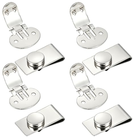 NICENEEDED 4 Unidad de Sujetador Magnético Invisible, Pinzas para Corbata de Acero Inoxidable Antiarrugas, Color Plata, con Imán Oculto, para Camisas Y Corbatas.