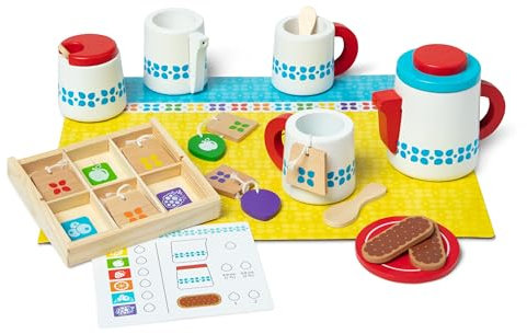 Melissa & Doug - Teeservice aus Holz - 22-teiliges Set für realistisches Rollenspiel, für Kinder ab 3 Jahren