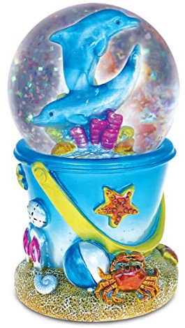 COTA Global Dolphin Sand Bucket Snow Globe Decor, Tabletop Display - 65mm