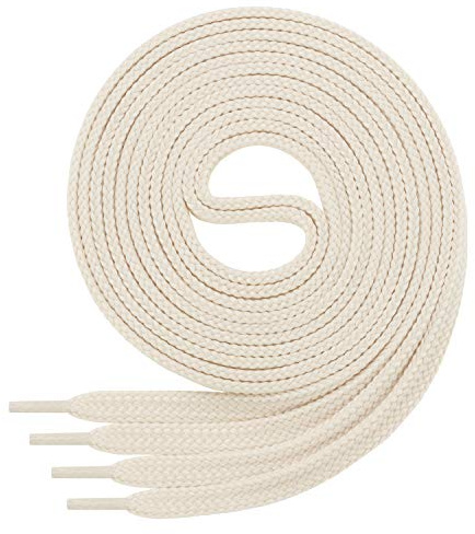 Di Ficchiano, lacci da scarpe piatti, per sneaker e scarpe sportive, molto resistenti, larghezza: circa 7,0 mm di larghezza, 45 colori, 60 cm – 220 cm di lunghezza, poliestere, Avorio (panna), 80 cm