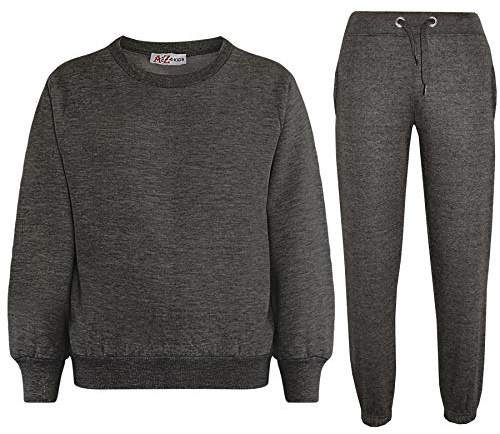 A2Z 4 Kids Flickor Pojkar Vanlig träningsoverall tröja - T.S Plain Jumper 108 Charcoal 13