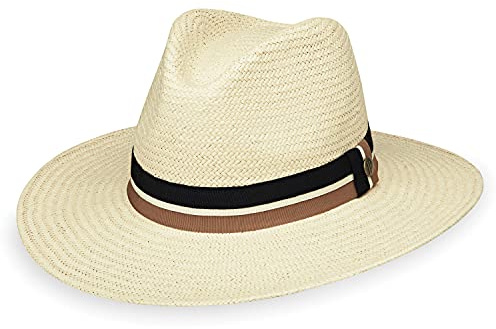 Wallaroo Hat Company – Men’s Turner Fedora – Wide Brim Straw Hat with UPF 50+ Sun Protection for Summer and Outdoors (Ivory, Large/Extra Large)