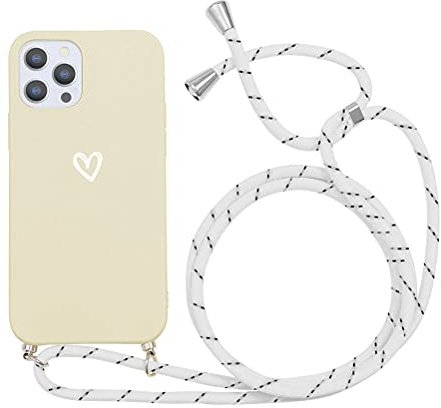 Yoedge - Carcasa con cordón para Huawei P30 Lite, TPU Flexible de Silicona Mate con Ajustable, Collar de Cadena portátil, diseño de corazón Blanco para Huawei P30lite (6,15 Pulgadas), Color Beige