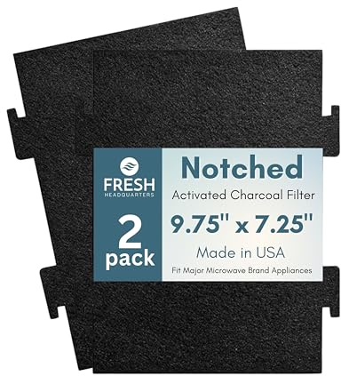 Notched Activated Carbon Microwave Hood Filters - Replacement Filter Compatible for Whirlpool OTR & KitchenAid Models (W1128298) - Microwave Charcoal Filter - 9.75 x 7.25, 2-Pack - Made in USA