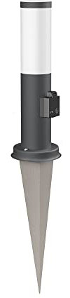 ledscom.de Pollerleuchte PORU mit Erdspieß für außen, anthrazit, rund, 38,5cm, Steckdose