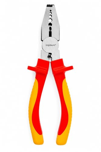 Pinza per crimpare da 6 INGDAUM®, isolate contro 1000 V per elettricisti professionisti, ingegneri della refrigerazione e ingegneri meccatronici (Pinza per crimpare da 6.)