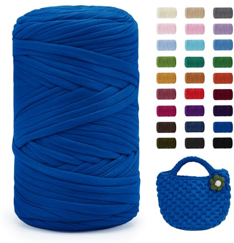 Uiopa Fil Crochet, 400g/120m Fil Polyester en Tissu Chunky Tshirt Yarn, Laine T-Shirt Crochet Trapilho pour Sacs/Paniers/Tapis, Décoration d'Intérieur, Bricolage, Artisanat