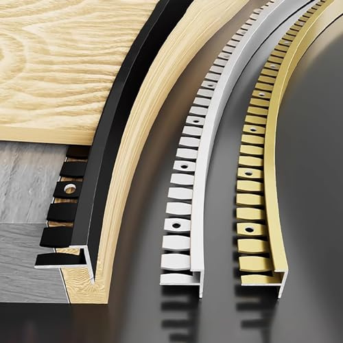 Raouoae Perfil De Borde De Escalera Flexible En F, 135cm, 2 Unidades, Perfil Metálico Para Escalón, Bordes De Laminado, Parquet Y Baldosas, Protección Antideslizante Y Duradero(Silver,XL)