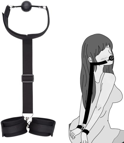 Ball Gag to Wrist Restraint Neck to Wrist Bondage Restraints Set