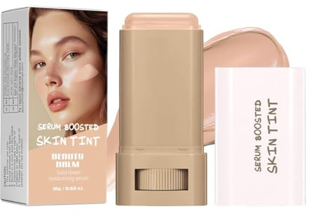 Base de maquillaje en barra, Serum Boosted Skin Tint - Corrector hidratante de cobertura total con bálsamo de belleza, 24HR Natural Glow & Brightening for All-Day Flawless Skin
