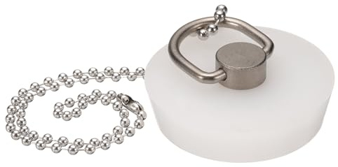QUARKZMAN dräneringsplugg silikon badkarsproppar handfat plugg med upphängningsring och 40 cm pärlhalsband för badkar kök badrum (vit – 40 cm till 3,5 cm)