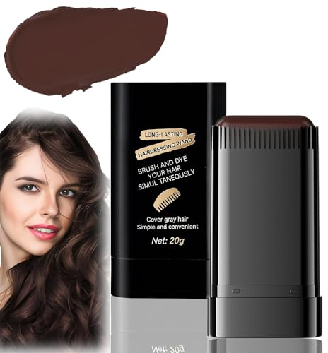 Instant Hair Dye Comb for Grey Coverage with Built-in Applicator - Waterproof & Sweat-Proof Color Stick for Root Touch Up, Portable Concealer for Men & Women, Long-Lasting Temporary Color