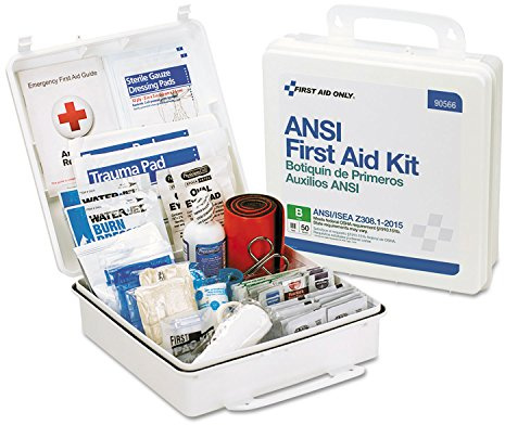 First Aid Only 90566 ANSI B 2015 and OSHA Compliant First Aid Kit, 50-Person Emergency First Aid Kit for Business, Home, Car, and Worksites, 199 Pieces