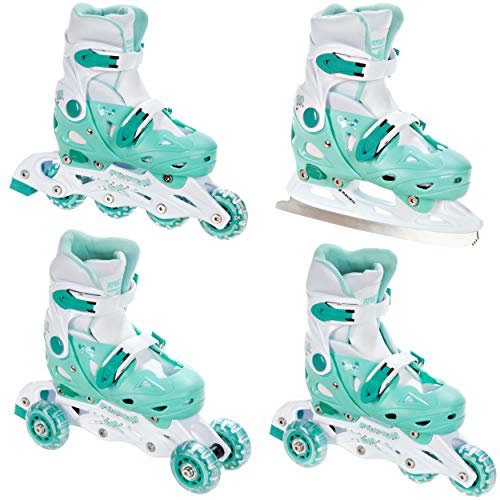 RAVEN 4in1 Inline Skates Triskates Rollschuhe Schlittschuhe Inliner für Kinder Mädchen Jungen verstellbar (Balloon Mint, 29-32 (18cm-20cm))
