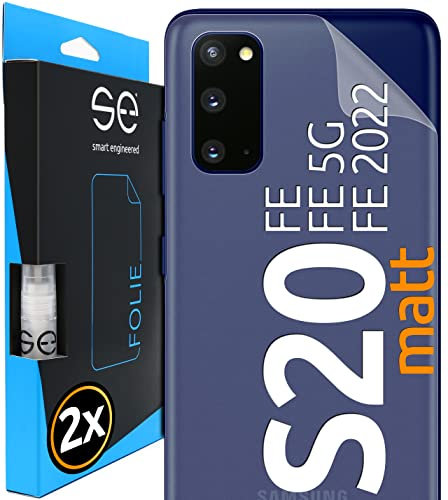 2x se® Film de Protection 3D pour Samsung Galaxy S20 FE - Arrière Antireflet, Sans Bulles, Facile à Installer, Mat, Protège Contre Saleté, Chocs, Rayures, Haute Qualité, Fabriqué en Allemagne