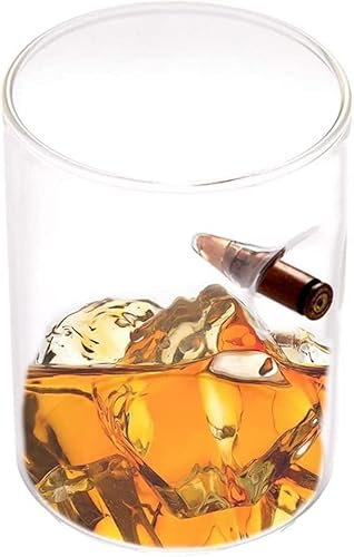 BERNOI Vasos de Whisky/Vasos de Cristal soplado A Mano/Vasos de Bala de Vidrio de borosilicato Alto/Copa de Vino Transparente Resistente A Altas temperaturas/Mejor Regalo para un Hombre (B)