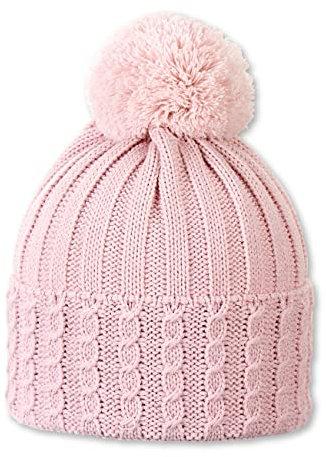 Sterntaler Baby - Mädchen Mütze Baby Bommelstrickmütze Rippe, Rosa, 51