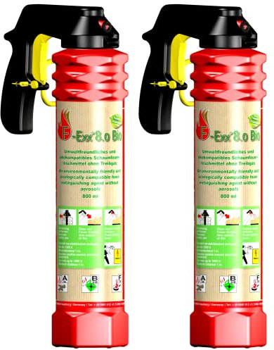 F-Exx 8.0 Bio - Der umweltfreundliche Allround-Feuerlöscher ohne Treibgas im 2er-Pack inkl. Wandhalterung (Made in Germany)