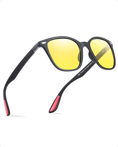 TJUTR Nachtfahrbrille Polarisierte Sonnenbrille für Tag und Nacht Anti-Glare Gelbe Linse Reduzieren Scheinwerfer Blendung nachtsichtbrille UV400 Schutz