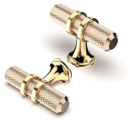 Furniware Cabinet Knobs Pulls Handles, Pack of 5 Drawer Pulls Door Handles, Furniture Cupboard Drawer Cupboard Dresser Handles and Knobs for Kitchen Dresser Drawer Bathroom,Gold + Oxidized Bright Gold