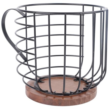 OPPWONG Coffee Creamer Container, Metal Coffee Capsule Storage Coffee Pod Organizer Coffee Holder Coffee Capsule with Solid Wood Base for Coffee Capsule, Coffee Creamer, Coffee Pod Keeping