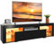 WLIVE TV Schrank mit LED, Lowboard für Fernseher bis zu 70 Zoll, Fernsehtisch für Wohnzimmer, mit Offenen Stauraum und 2 Schubladen, Schwarz