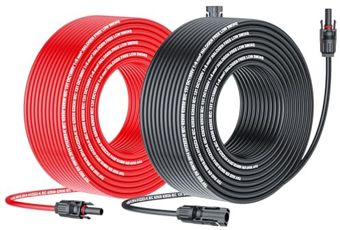 JXMXRPV Solar Cable Extension 50Ft 10AWG, Solar Wire with Tool-Free Solar Connectors, Waterproof Solar Panel Extension Cable 6mm², PV Cable 10Gauge for Home Boat RV Solar Panels(50ft)