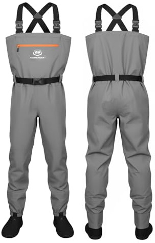 WIN.MAX Chest Fishing Waders for Men and Women, 3-plyer Nylon Waterproof Lightweight Waders with 4mm Neoprene Stockingfoot (XL)