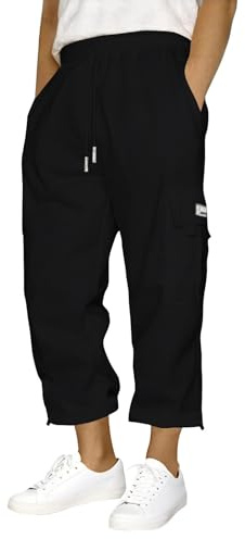 3/4 Length Shorts Men, Quick Dry Stretchy Hiking Shorts, Multi Pockets Below Knee Short, Men's 3/4 Cargo Short, Oversized Tracksuit Bottoms, Lightweight Sweatpants for Gym, Jogging S-5Xl Black