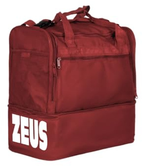 Borsa Maxi per Zeus Sport Spazioso Scomparto Principale Relax Allenamento Fitness Palestra Borsone Borse Borsoni Attrezzatura Sportiva Calcio Calcetto Fondo Rigido (Granata, H 52 x L 52 x P 36 cm)