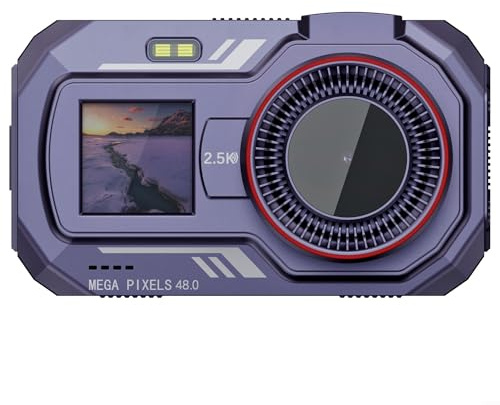 SMZhomeone Cámara digital de pantalla dual de 48 MP y 2.5 K, pantalla principal de 3 pulgadas y pantalla secundaria de 1.54 pulgadas con conectividad Wi-Fi, duración prolongada de la batería y opción