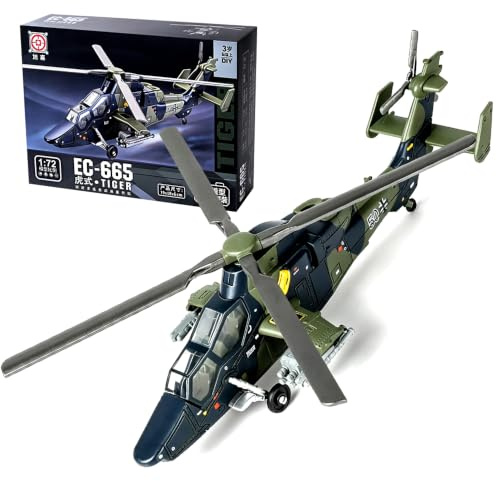 VorPrillynt Modelo Helicóptero Armado Tigre Escala 1:72, Juego de Construcción Rápida de Maquetas, Plástico, Avión de Juguete Militar, Multiusos y Helicóptero de Combate Regalo
