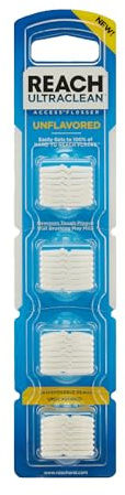 REACH Ultraclean Access Flosser Refill Heads, Unflavored, Plaque Remover for Teeth, Shred Resistant, for Hard to Reach Areas, Oral Care, PFAS Free, for Adults & Kids, 1 Pack, 28 Count