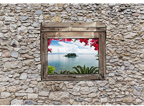 Runa Art Papel tapiz fotográfico 396 x 280 cm Piedra Mar pared de la ventana | Lana Decoración De Pared Sala Cuarto | Fabricación alemana | marrón 9308012b