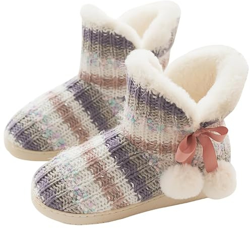 GURGER Zapatillas de Estar por Casa Mujer Botas Pantuflas Invierno Calentitas Botines Multicolor Talla 37 38
