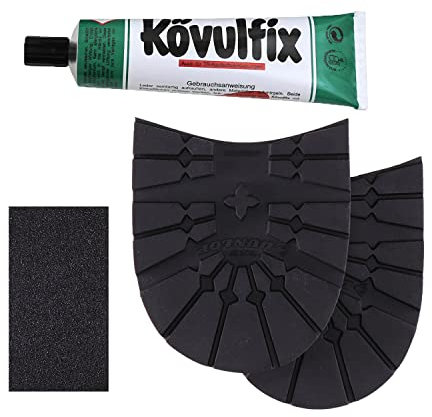 Langlauf Schuhbedarf Wanderschuh Absatz für Trekkingschuhe Reparatur Set schwarz/Repair Sole Pad/Kövulfix Absatzkleber/ausführliche Anleitung/Qualitäts Set (Größe 1: L80xB76mm)