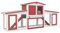 HOMIUSE Hasenstall Großer Kaninchenstall Rot und Weiß Holz Meerschweinchen Haus Hasen ZubehöR Meerschweinchen KäFig Hasenstall DraußEn Winterfest Kaninchenhaus HamsterkäFig Holz 204x45x85 cm