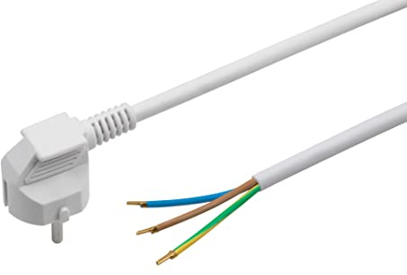 Meister Cavo di alimentazione con contatto di protezione – 5 metri – bianco – Cavo in plastica H05VV-F3G1,5 – 3 fili – IP20 / cavo di collegamento/materiale di installazione / 7434540