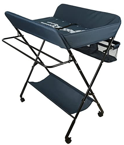Table à Langer Pliable Multifonctionnelle avec Baignoire pour Bébé 2 en 1 - Portable et Hauteur Réglable