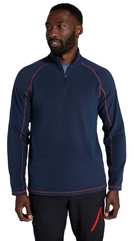 Mountain Warehouse Polaire Ashbourne pour Homme - Sweat en Micropolaire - Couche intermédiaire Anti-Bouloches - Haut à Entretien Facile - Idéal pour l'extérieur, Hiver Bleu Marine XL