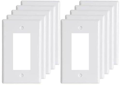 ZHNVZM 10 Pack Decora GFCI Wallplate Cover 1-Gang Light switch Outlet Electric Receptacle Faceplates Covers Polycarbonate Thermoplastic Gloss Finish White