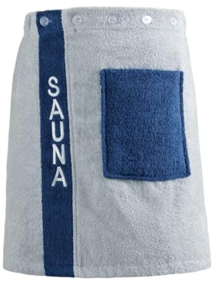 liebling Herren Saunakilt, mit aufgesetzter Tasche, 100% Baumwolle, 380 g/m², schnelltrocknend, 50 x 136 cm, Farbe: dunkelblau