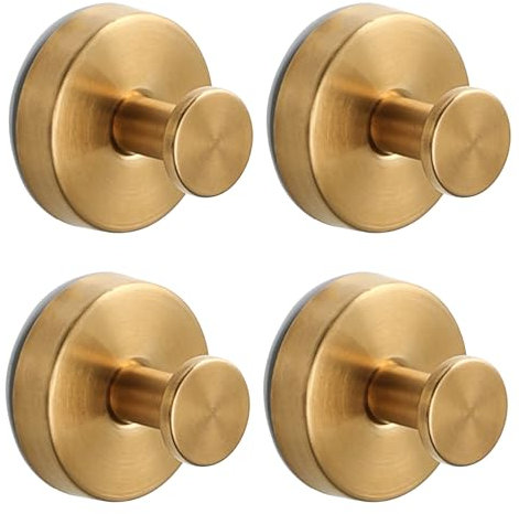 GUAHKUN Saugnapf Haken, Saughaken Extra Stark Set, Handtuchhalter Ohne Bohren, Saugnäpfe Mit Haken Schwarz, Wandhaken Handtuchhaken Saugnapf Für Fenster Glas Bad Küche Badezimmer (Gold x4)