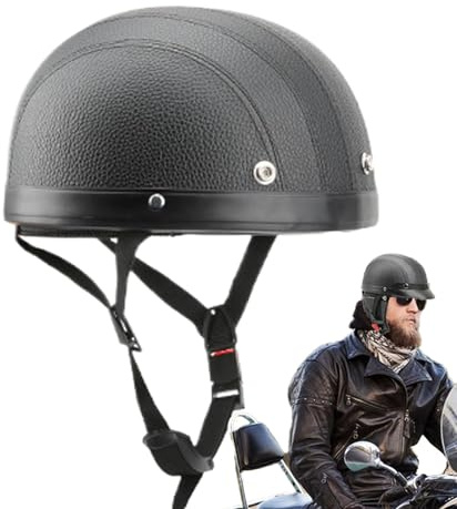 Renchey Retro Motorcycle Helmets,Scooter Half Face Helmets - Warm Open Face Adult Helmets for Scooter, Retro Motorcycle Helmets with Warm Earmuffs and Brim