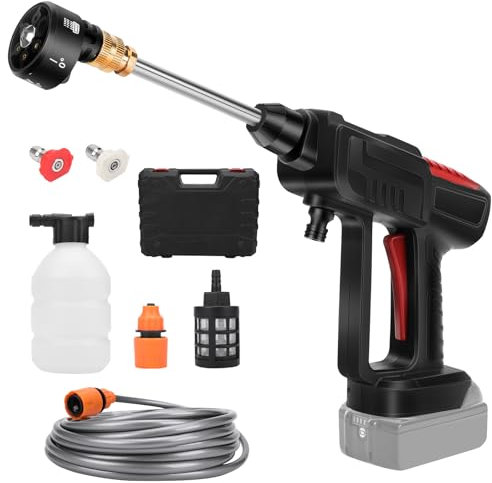 Nettoyeur haute pression sans fil pour Makita 18 V, nettoyeur haute pression portable, 30 bar, 5,5 l/min, 150 W, avec buse de pulvérisation multiple 6 en 1, tuyau de 10 m (piles non incluses)
