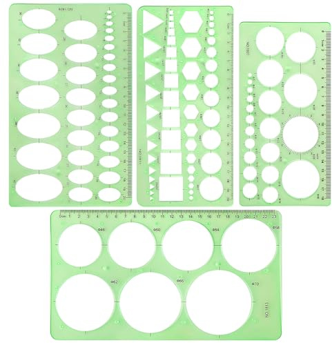 Circle Stencil Template for Drawing, Plastic Circles Geometric Stencils Measuring Templates Rulers Tool for Drafting Crafts Reusable